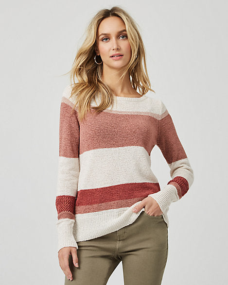 tripe Boat Neck Sweater
