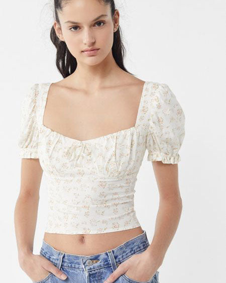 Cassia Puff Sleeve Cropped Top