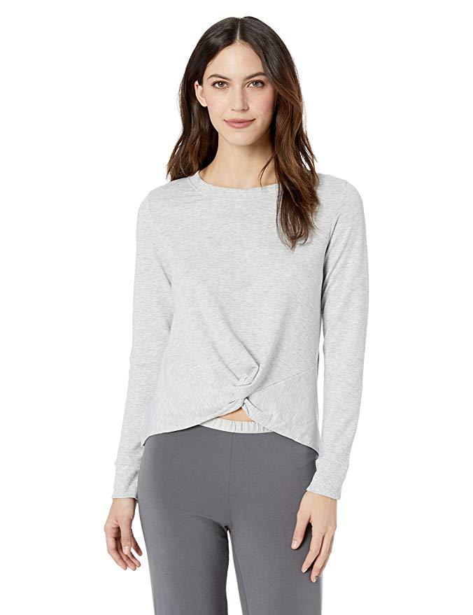 Mae Women's Standard Front Twist Detail Long Sleeve Top